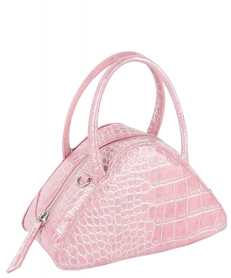 Silver Croc Triangle Satchel Bag LH120-Z PINK